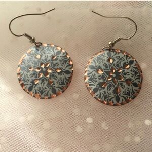 Copper Dome Earring Handmade carving